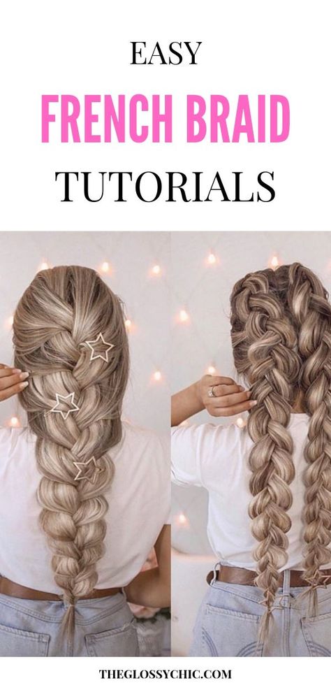 easy french braid tutorials Half French Braids, Easy French Braid, How To French Braid, Braids Tutorial Easy, Braid Tutorials, Dutch Braid Tutorial, French Braids Tutorial, Loose French Braids, Side French Braids