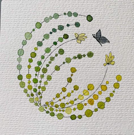 Simple Watercolor Birds, Ink And Watercolor Art Ideas, Flower Murals, Watercolour Doodles, Watercolor Doodles, 심플한 그림, Watercolor Circles, Watercolor Birthday Cards, Zen Doodle Art