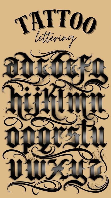 Tattoo Alphabet Fonts, Chicano Lettering Tattoo, Years Tattoo, Chicano Font, Chicano Tattoos Lettering, Tattoo Calligraphy, Calligraphy Tattoo Fonts, Fonts For Tattoos, Tattoos Fonts