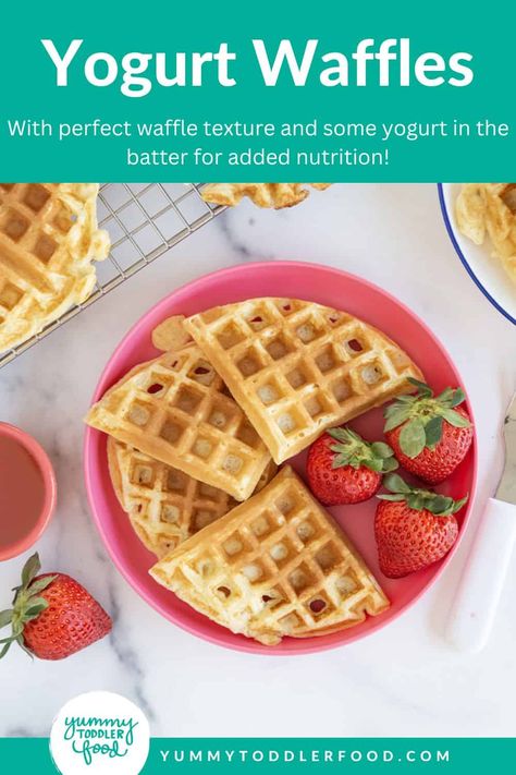 Waffle Recipe For Toddler, Yoghurt Waffles, Children Food Ideas, Toddler Waffles, Coraline Food, Yogurt Waffle Recipe, Greek Yogurt Waffles, Yogurt Waffles, Toddler Breakfast Ideas