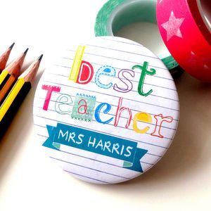 Personalised 'Best Teacher' Magnet Or Badge Gift Handmade Badges Ideas, Teacher Magnets, Teacher Badge Reel Ideas, Badges For Teachers, Badge Reel Ideas Teachers, Pin Collection Displays, Badge Maker, Fun Magnets, Pin Button Badges