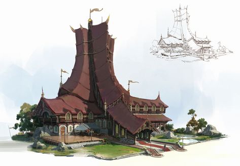 ArtStation - Fantasy architecture, lok du Fantasy Architecture, Building Concept, Location Inspiration, Landscape Concept, Building Art, Fantasy House, Fantasy City, Fantasy Places, Fantasy Art Landscapes