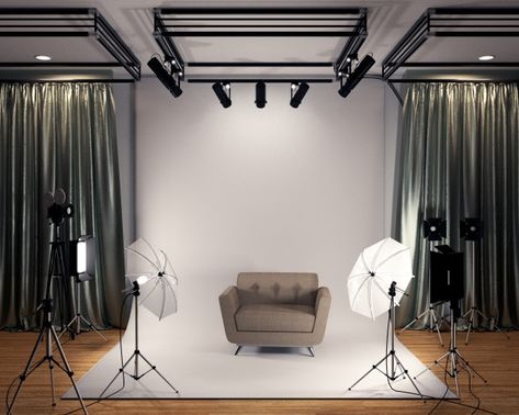 Home Filming Studio, Film Studio Design, Studio Videography, Photo Studio Interior, Small Photo Studio, Filming Studio, Content Room, Bohemian Studio, Studio Room Design