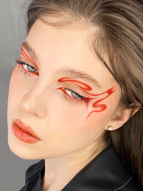 Birthday Makeup Looks, Face Art Makeup, Graphic Makeup, Ethereal Makeup, Red Makeup, Makijaż Smokey Eye, Dope Makeup, Edgy Makeup, Makeup Eye Looks