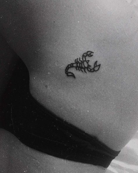 @doubleyou.vintage Scorpion Tattoos, Story Tattoo, Model Tattoo, Scorpio Tattoo, 13 Tattoos, Boho Tattoos, Scorpion Tattoo, Small Girl Tattoos, Tattoo Girls