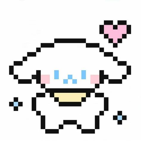 Pixel Cinnamoroll, Sanrio Homescreen, Sanrio Matching, Notes Stickers, Wallpaper Ios, Blue Icon, Easy Pixel Art, Pixel Drawing, Kitty Images