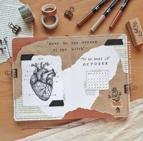 October Scrapbook, Anatomy Sketchbook, Monthly Bujo, October Journal, I Love October, Bujo Cover, Simple Journal, Bullet Journal Month, Handmade Journals Diy