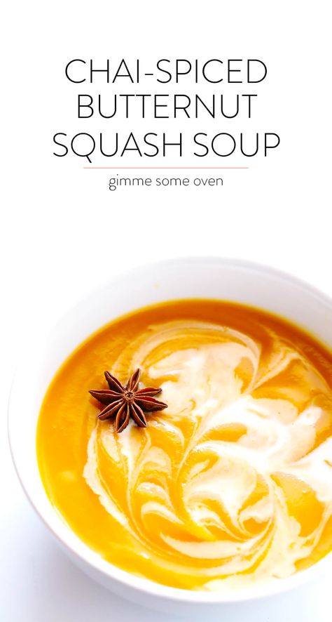 This Chai Butternut Squash Soup recipe is easy to make in the slow cooker or pressure cooker, and it’s seasoned with yummy chai tea. Absolutely delicious, and also naturally gluten-free and vegan! (This post also contains affiliate links.) Oh friends, I have a new secret ingredient that is going to kick your butternut squash soup game up a major notch … Curried Butternut Squash Soup Crockpot, Chai Butternut Squash Soup, Ambitious Kitchen Butternut Squash Soup, Slow Cooker Butternut Squash Soup Coconut Milk, Healing Curry Butternut Squash Lentil Soup, Squash Soup Recipe, Butternut Squash Recipes Soup, Gimme Some Oven, Fall Comfort Food