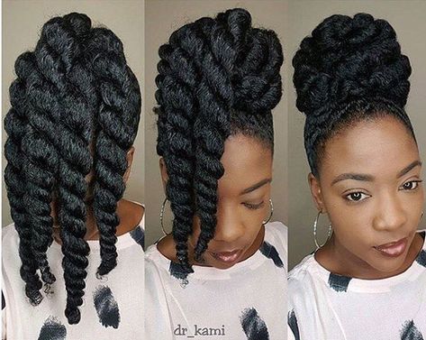 Natural Updo, Chunky Twists, Prom Hair Updo, Bun Styles, Beautiful Natural Hair, Pelo Afro, Protective Style, Natural Hair Styles Easy, Natural Hair Updo