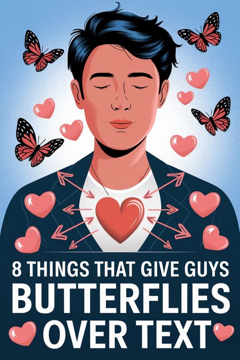 Discover the 8 things that make guys feel butterflies over text with these simple yet effective tips. Understanding how to keep the conversation engaging and exciting can make all the difference in your communication with him. Whether it's a flirty message, a compliment, or sharing something personal, knowing what resonates with guys can help you build a strong connection through texting. From sending witty responses to showing genuine interest in his day, these tips are designed to make him loo What Gives Guys Butterflies Over Text, Witty Responses To Guys, Texts To Give Him Butterflies, Give Guys Butterflies, Give Him Butterflies Over Text, How To Compliment A Guy, How To Give Him Butterflies, Witty Responses, Flirty Emojis