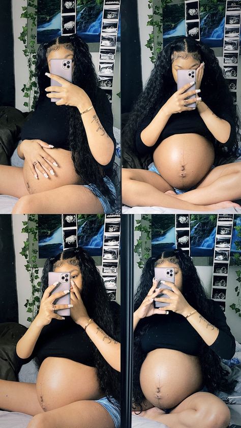 Pregnant Mirror Pic, Pregnant Women With Boyfriend, 19 And Pregnant, Pregnant Mirror Selfie Aesthetic, Black Pregnancy Aesthetic, Pregnant Selfies Ideas, Poolside Maternity Shoot, Khiamonique And Quan, Pregnancy Mirror Selfie