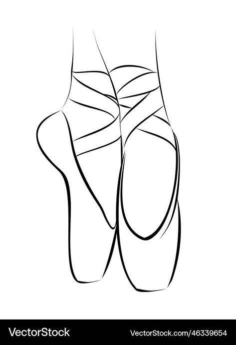 Drawing Ideas Ballet, Shoes Drawing Tutorial, Pointe Shoes Drawing, Ballet Shoes Drawing, Ballet Drawings, Shoes Vector, Drawing Shoes, Sketch Practice, Checkered Shoes