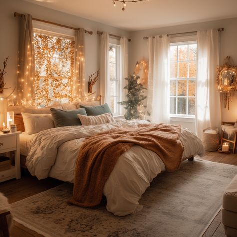 Autumn Room, Halloween Bedroom Decor, Fall Room Decor, Fall Bedroom Decor, Winter Bedroom, Cozy Fall Bedroom, Fall Bedroom, Woman Bedroom, Cozy Room Decor