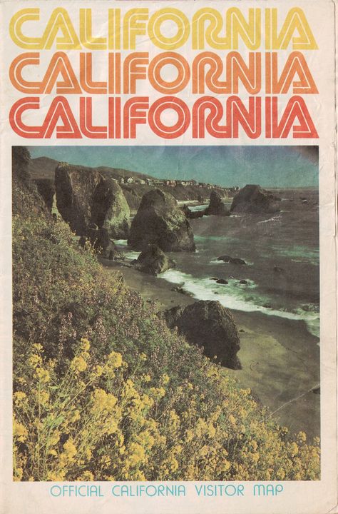 California Font, Aesthetic 60s, California Travel Guide, California Poster, 70s Aesthetic, Laurel Canyon, Jules Verne, Vintage California, California Love