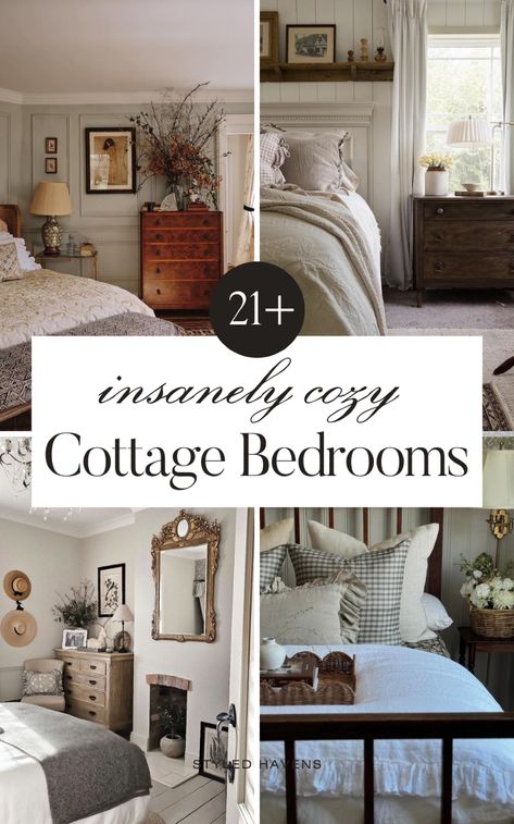 Scouring the internet for modern bedroom ideas and love the cozy cottage bedroom vibe? It's no secret cottagecore bedroom designs are trending in 2025, and these earthy bedroom spaces are a MUST-SEE when it comes to bedroom design and bedroom style. (SAVE to your bedroom inspo board for when you're ready to plan your dream space!) Bedroom Renovation Ideas Before After, Cotswold Cottage Interior Bedroom, European Cottage Bedroom, Cottage Bedroom Decor Ideas, Cottagecore Decor Ideas, Cottagecore Bedrooms, Modern Cottage Bedroom, Cottage Bedroom Ideas, Cottagecore Bedroom Ideas