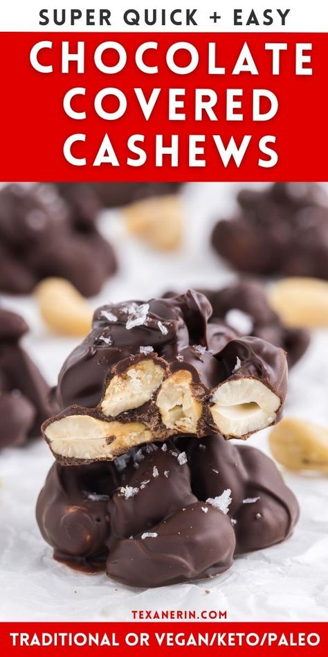 Chocolate Covered Cashews - Texanerin Baking Chocolate Covered Cashews Homemade, Chocolate Covered Cashews, Magnolia Recipes, Health Dessert Recipes, Cashew Recipes, Chocolate Covered Nuts, Bark Recipes, Chocolate Covered Raisins, Dessert Truffles