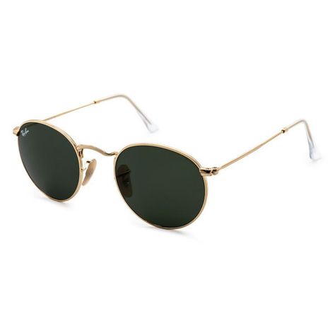 Ray-Ban RB3447 Round Metal 001 Sunglasses ($120) ❤ liked on Polyvore featuring accessories, eyewear, sunglasses, circle sunglasses, rayban, rayban sunglasses, round sunglasses, gold, round frame glasses and round metal sunglasses Round Ray Ban Sunglasses, Sunglasses Circle, Circular Sunglasses, Ray Ban Round Sunglasses, Round Lens Sunglasses, Circle Lens, Circle Sunglasses, Sunglasses Round, Metal Glasses