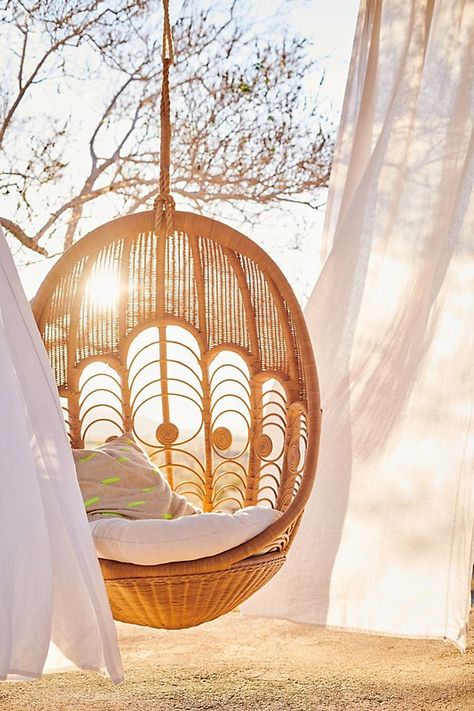 Peacock Indoor/Outdoor Hanging Chair | Anthropologie Anthropologie Outdoor, Hanging Chair Outdoor, Hanging Furniture, Hanging Egg Chair, Anthropologie Home, Casa Vintage, Sit Back And Relax, Take A Seat, Egg Chair