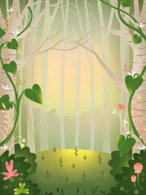 Painted Forest Background, Florante At Laura Background Design, Design Background Poster, Forest Background For Editing, Nature Background Aesthetic, Forest Poster Design, Cute Green Background, Forest Background Illustration, Background Poster Design