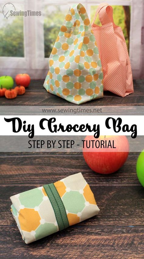 Reusable Grocery Bags Pattern, Diy Reusable Grocery Bags, Tote Bag Sewing Tutorial, Diy Grocery Bags, Shopping Bags Diy, Easy Tote Bag, Grocery Bag Pattern, Shopping Bag Pattern, Tote Bag Sewing