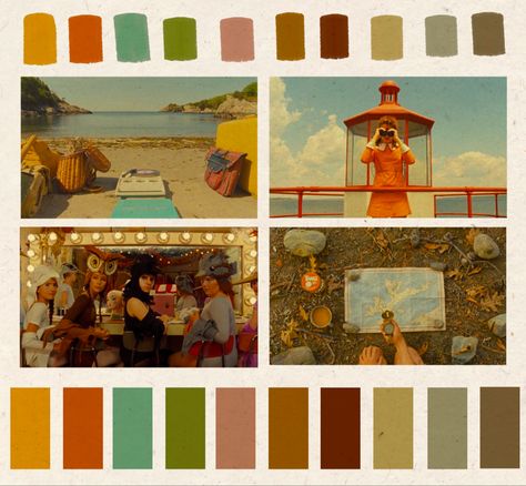 Moonrise Kingdom Colour Palette, Moonrise Kingdom Interior, We Anderson Color Palette, Colour Palette Wes Anderson, Wes Anderson Color Scheme, Moonrise Kingdom Palette, West Anderson Color Palette, Cinematography Wes Anderson, Moonrise Kingdom Bedroom