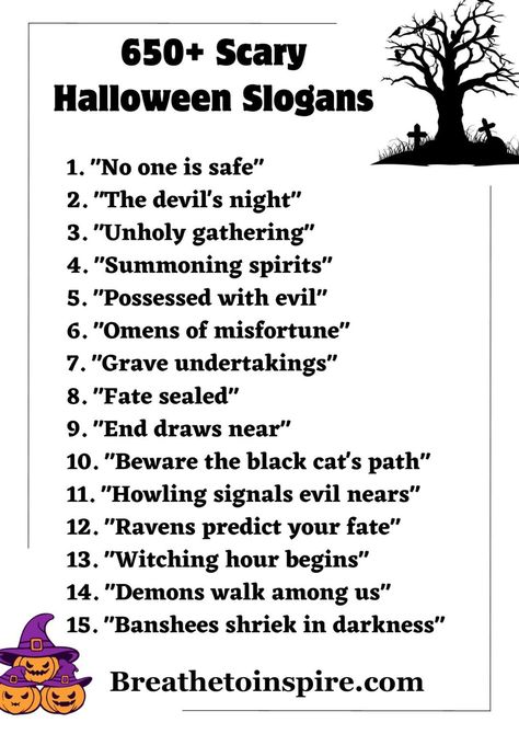 Scary Halloween Sayings, Scary Sentences, Scary Captions, Halloween Slogans, Anchoring Script In English For College, Halloween Questions, Anchoring Script, Haunted Trail, Halloween Captions