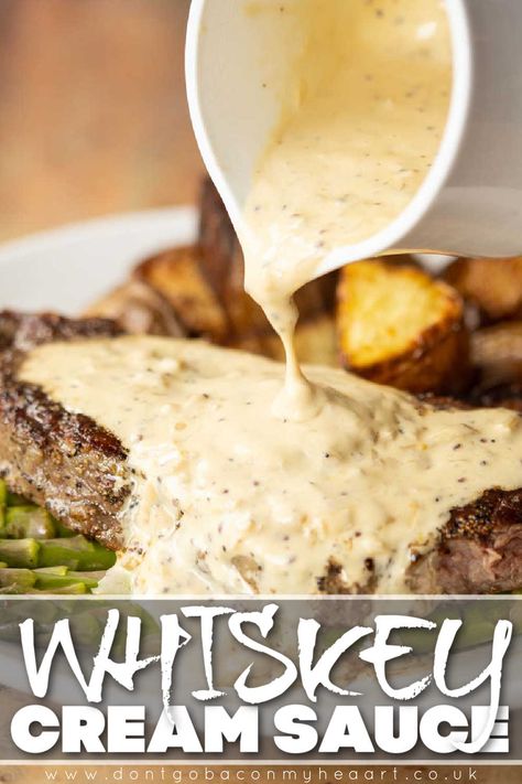 This Whisky Cream Sauce is absolutely delicious and so easy to make - perfect for steak or haggis! | www.dontgobaconmyheart.co.uk Whisky Sauce For Steak, Haunted Bourbon Garlic Cream Sauce, Steak Cream Sauce, Whiskey Cream Sauce, Whisky Sauce, Steak Sauce Recipes, Whiskey Sauce, Whiskey Cream, Homemade Sauce Recipes