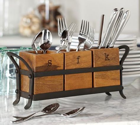 unique silverware storage | ... News: Organizing the Flatware When You Don't Have Kitchen Drawers Diy Kitchen Utensils, Silverware Storage, Kitchen Utensil Storage, Flatware Caddy, Utensil Storage, Apartment Essentials, Interior Modern, Kitchen Drawers, Forks And Spoons