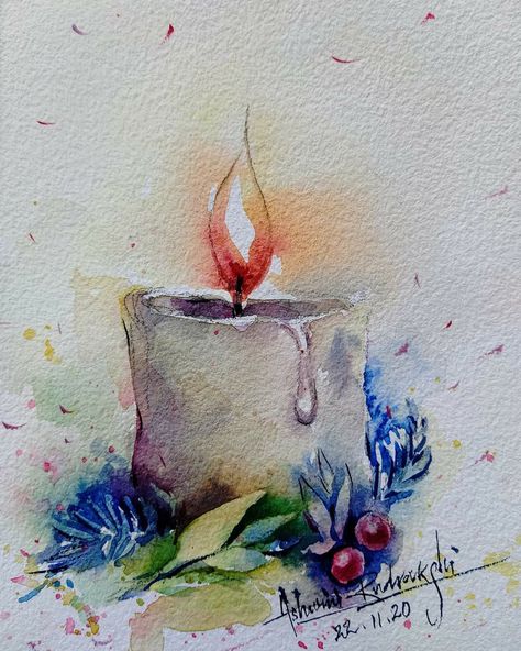 Aquarelle Drawing, Watercolor Blog, Christmas Card Art, Holiday Painting, Watercolor Paintings Tutorials, Blog Instagram, Watercolour Tutorials, Artist Artwork, Drawing Art