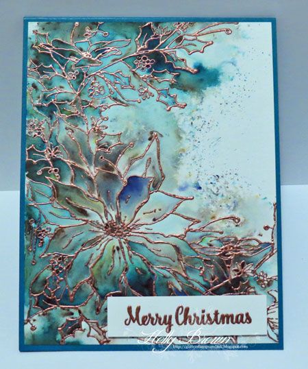 CAS405 Green Foliage by hbrown - Cards and Paper Crafts at Splitcoaststampers Star Christmas Cards, Poinsettia Sketch, Blue Christmas Cards, Brusho Techniques, Clean And Simple Cards, Holly Brown, Christmas Foliage, Sketch Background, Cas Challenge