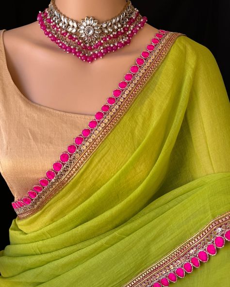 Fluorescent green mulmul cotton saree with contrast pink golden lace all over sarees. Comes with beautiful big pink thread tassels on pallu. Blouse: running blouse 80cm. To find this product in website: Www.thejacouture >cotton sarees> fluorescent green cotton saree. Jewellery collaboration: @anvi__jewellery #cottonsaree #fancysaree #trendingsaree #mulmul #mulmulcotton #greensaree #sareelove #sareestyle #sareestyle Mul Mul Cotton Saree, Green Cotton Saree, Mul Cotton Saree, Thread Tassels, Saree Jewellery, Golden Lace, Pink Thread, Green Saree, Fashion Catalogue