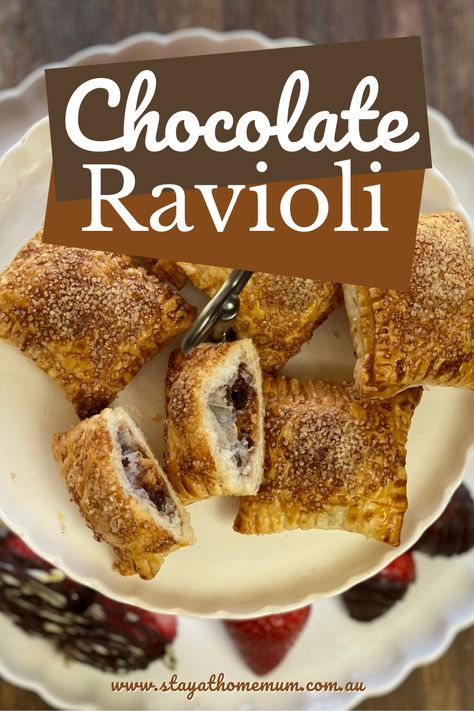 Dessert Ravioli Recipe, Dessert Ravioli, Chocolate Ravioli, Ravioli Recipes, Frugal Food, Stay At Home Mum, Ravioli Recipe, Puff Pastry Sheets, Baking Pastry