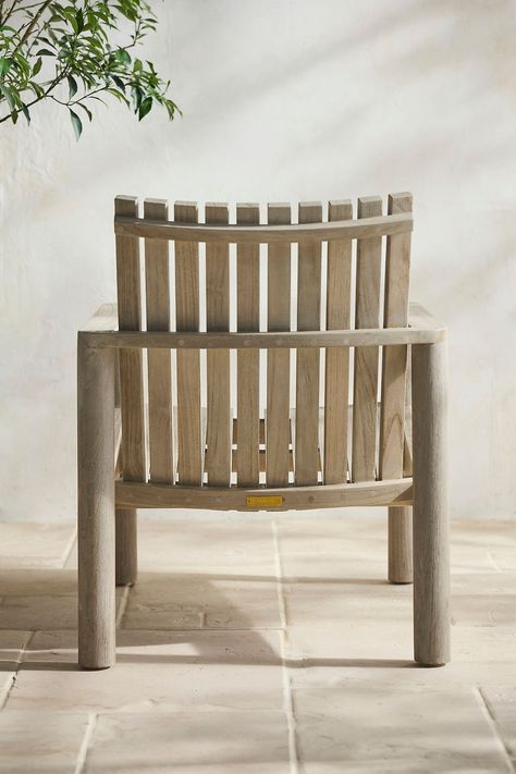 Handmade especially for terrain from durable teak wood, this armchair offers a sleek silhouette for porches, patios, and garden rooms. Each chair arrives pre-treated with Weather Guard finish, which gives the wood a silvery, aged patina and prevents wear and tear from sun, heat, or rain. Outdoor Furniture Covers, Teak Chairs, Garden Rooms, Candles For Sale, Furniture Covers, Garden Room, Candle Gift, Teak Wood, Furniture Chair