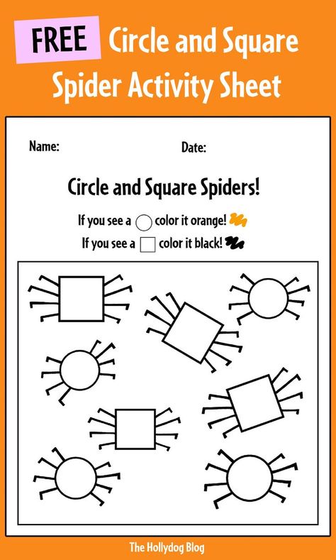 Check out these great FREE Printable Activity Sheets for Toddlers-Preschool. This is an awesome worksheet for sorting shapes and learning fun October colors! Preschool Halloween Activities | Spider Worksheets Preschool | October Preschool Themes | October Preschool Activities | Preschool Shapes Printables Free Creepy Crawlers Preschool Activities, Spider Language Activities Preschool, Spookley Crafts Preschool, Halloween Morning Work Preschool, Preschool Activities For October, Pre K Spider Activities, Classification Worksheet Preschool, Spider Centers Preschool, Halloween Math Worksheets Preschool