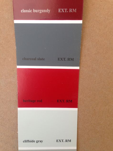 Front door color, Benjamin Moore Heritage Red Heritage Red Benjamin Moore, Gray Houses, Heritage Paint Colours, Black Home Exterior, Interior Paint Schemes, Red Door House, Front Door Color, Exterior Gray Paint, Moroccan Doors