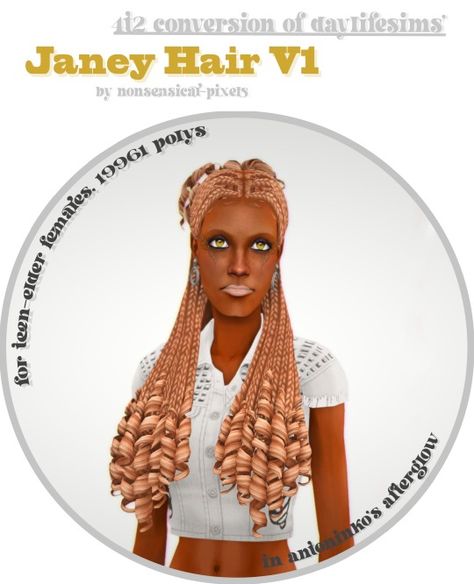 part 1/3 of some clay hair conversion requests from darling @sicksadsim! i hope that these make you happy 🥺 this first hair is @daylifesims' janey v1 converted from ts4 to ts2. one of my favourite h… Sims 2 Afro Hair, Sims 2 Hair, Clay Hair, The Sims 3, Hair System, Hair Setting, One Hair, Maxis Match, Sims 2