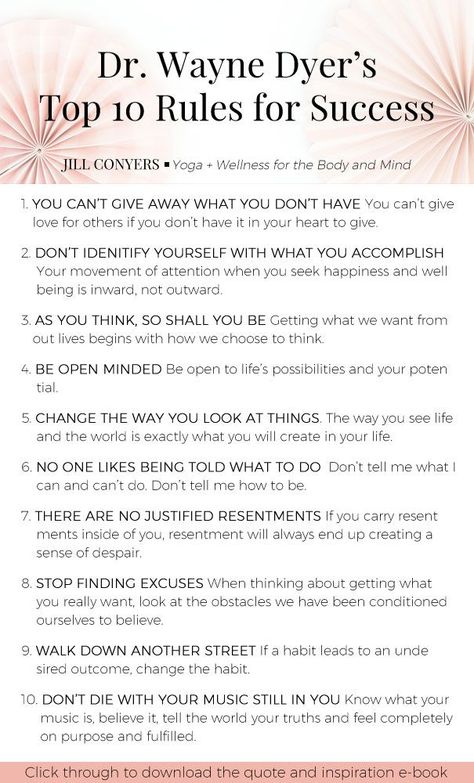 Inspiration for success, life and happiness. Dr. Wayne Dyer inspires millions with his timeless wisdom and his self-fulfilling approach to life. Click through to download the FREE Wayne Dyer Quote and Inspiration E-Book. #waynedyer #waynedyerquotes #goals #success #happiness #inspiration #selflove #selfcare #freedownload The Power Of Intention Wayne Dyer, Wayne Dyer Quotes Affirmations, Womens Quotes Funny, Success Women, Wayne Dyer Quotes, Quotes Happy Life, Dr Wayne Dyer, Happiness Inspiration, Success Life