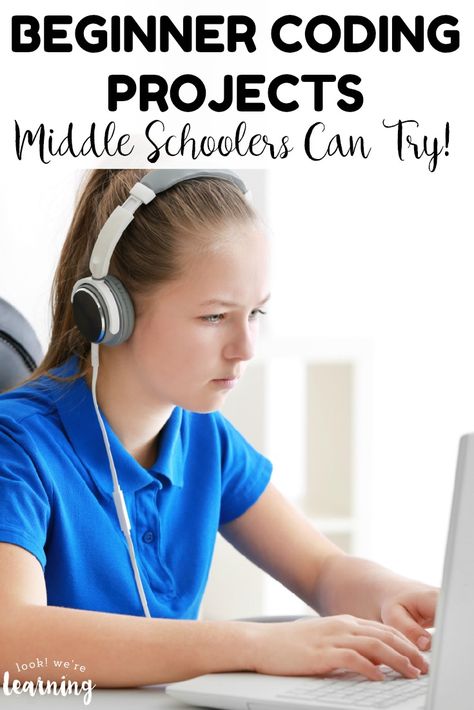 Easy Middle School Coding Projects for Beginners - Look! We're Learning! Middle School Coding, Computer Science Middle School, Middle School Technology Projects, Homeschool Coding, Middle School Technology, Coding Projects, Coding Lessons, Teaching Coding, Stem Classes