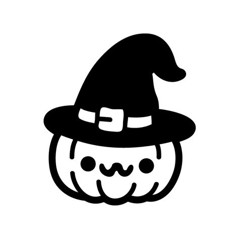 cute spooky pumpkin with witch hat Pumpkin Witch Hat Tattoo, Cartoon Witch Hat, Witch Hat Cartoon, Witch Hat Drawing, Pumpkin With Witch Hat, Hat Drawing, Cartoon Witch, Witch Clipart, Person Drawing