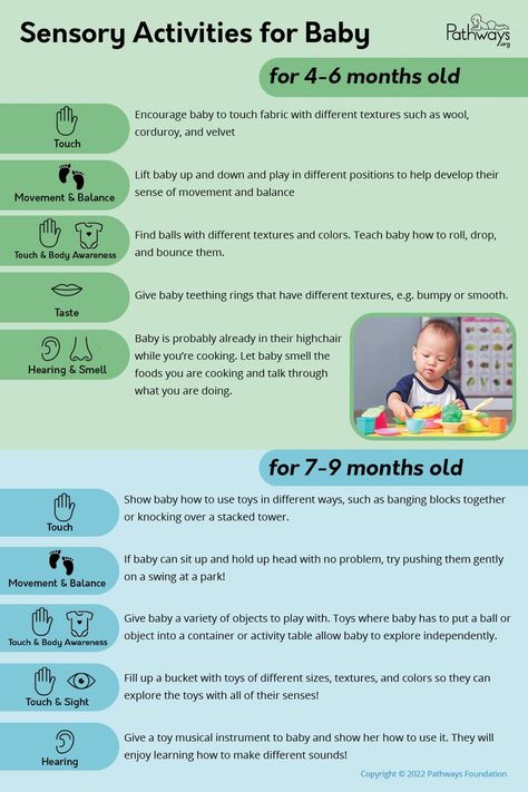 From using balls with different textures and colors to playing with baby in different positions, these 4-9 month activities will have your baby develop their touch, sight, and more! #babysensory #sensoryplay #sensoryactivities #babyplay #babyactivities #sensorydevelopment #sensoryskills #occupationaltherapy #pediatricoccupationaltherapy #sensoryactivity #pediatricoccupationaltherapy Activities 4 Month Old, 4 Month Baby Activities, 6 Months Old Activities, 9 Month Old Baby Activities, 6 Month Baby Activities, Playing With Baby, Nanny Activities, Baby Development Activities, 4 Month Old Baby