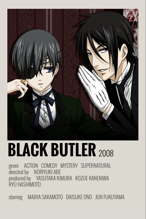 | minimalist anime posters | | black butler | Black Butler Movie, Black Butler Manga, Anime Suggestions, Film Posters Minimalist, Animes To Watch, Poster Anime, Anime Printables, Anime Watch, Anime Titles