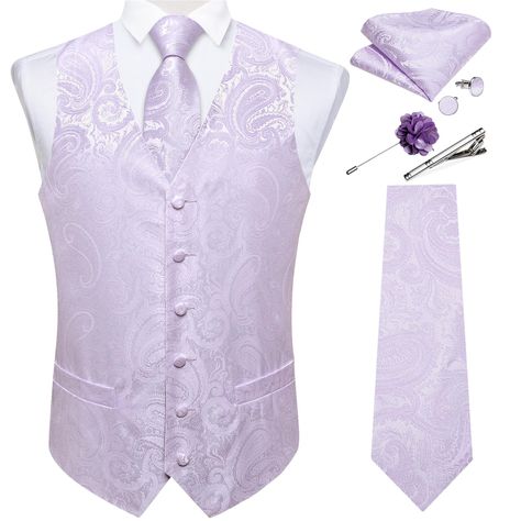 PRICES MAY VARY. 🎁【PURCHASE CONTAINS】Silk Paisley Vest+Necktie+Lapel Pin+Pocket Square+Cufflinks+Tie Clip.It's Proper gift for Christmas Day, Valentine's Day, Thanksgiving Day,Father's Day, Anniversary,birthday ect 🎁【MATERIAL and CRAFT】High quality waistcoat and necktie are made from silk. 2000 stitches jacquard woven craft, high-density fabric makes the tie durable, non-deformed ,no pilling,no fading,and soft with a genuine look and feel. 🎁【ELEGANT DESIGN】Jacquard woven paisley fabric breaks Mens Dress Vests, Contrast Dress, Paisley Shirt, Vest And Tie, Paisley Fabric, Paisley Tie, Green Vest, Men Classic, Tuxedo Wedding