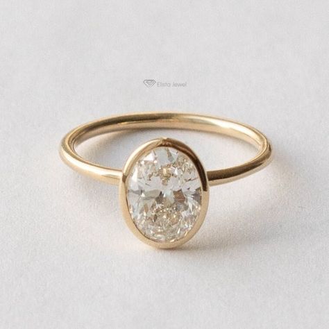 Solitaire Gold Engagement Ring, Minimalist Wedding Rings, Bezel Set Engagement Ring, The Bling Ring, Gold Solitaire Engagement Ring, Cute Engagement Rings, Bezel Engagement Ring, Future Engagement Rings, Oval Diamond Ring