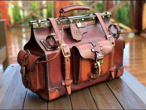 Steampunk Bags, Steampunk Bag, Leather Duffle Bag, Steampunk Design, Steampunk Clothing, Leather Duffle, Mens Leather Bag, Love Craft, Leather Projects