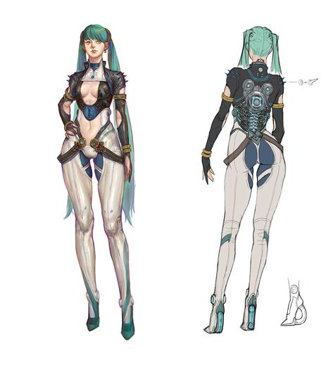 Scifi Bodysuit, Sci Fi Clothing, Cyberpunk Girl, Female Character Concept, Cyberpunk Fashion, Frame Arms Girl, Cyberpunk Character, Concept Art Character, Game Character Design