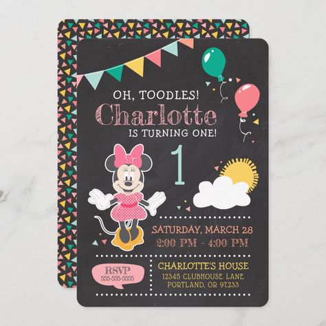 Minnie Mouse Birthday Chalkboard 1st Birthday Invitation Minnie Mouse 2nd Birthday, Twodles Birthday, Minnie Mouse Birthday Invitations, Chalkboard Birthday, Chalkboard Invitation, Halloween Birthday Invitations, Invitations Birthday, Minnie Mouse Birthday Party, Birthday Chalkboard