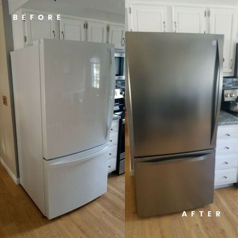 Vinyl Wrap Stove, Stainless Steel Peel And Stick Appliances, Fridge Peel And Stick, Vinyl Wrap Kitchen Appliances, Contact Paper Appliances, Vinyl Wrap Appliances, Vinyl Wrapped Appliances, Wrapping Appliances, Fridge Wraps Vinyl Ideas