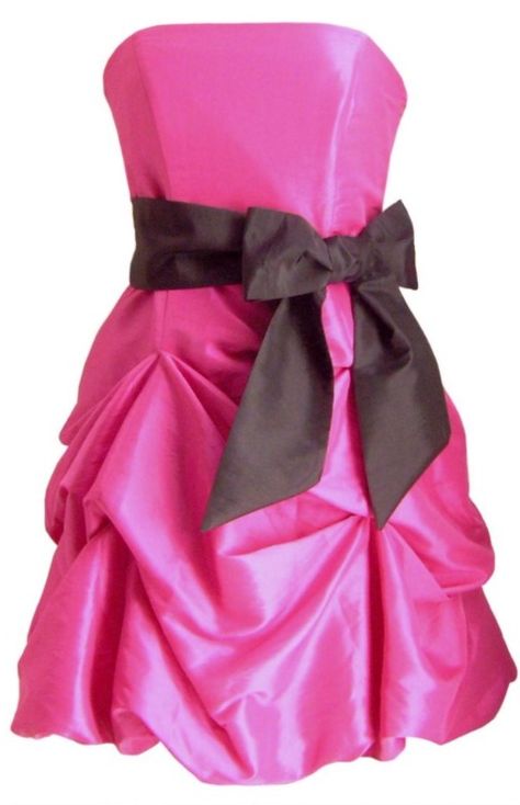 I'm so fabu Hot Pink Prom Dresses, Hot Pink Bridesmaid Dresses, Hot Pink Bridesmaids, Stylish Prom Dress, Black Sash, Vestidos Color Rosa, Camo Wedding, Hot Pink Dress, Pink Cocktail Dress