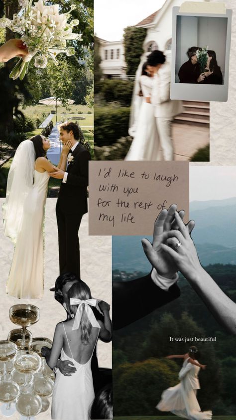 Wedding Photo Layout, Wedding Anniversary Aesthetic, Wedding Aesthetic Moodboard, Wedding No Flowers, Vintage Wedding Mood Board, Vogue Wedding Aesthetic, Micro Wedding Aesthetic, Romantic Whimsical Wedding, Mood Board Wedding Inspiration