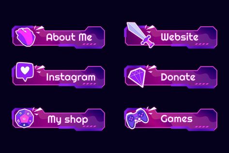 Twitch Panels Ideas, Twitch Panels, How To Drow, Twitch Streaming Setup, Keyword Elements Canva, Youtube Banner Backgrounds, Button Game, Streaming Setup, Gaming Banner